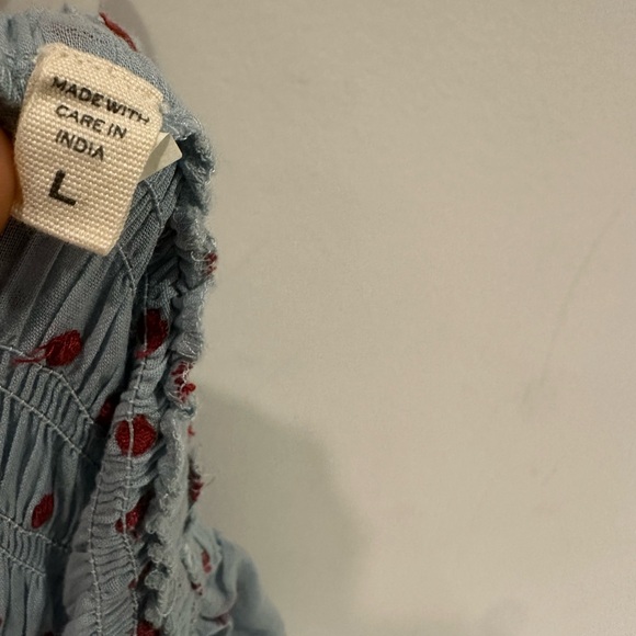 Doen Sol Blue RED Pol Ka Dot Ruffle Maxi Dress - Picture 7 of 8